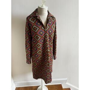 Vintage Mod Disco Dress Size 12 Textured Knit Geometric Hippie Groovy 60s 70s